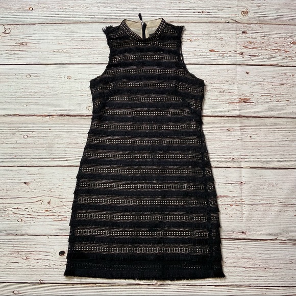 J Crew Black Crochet Fringe Sleeveless Shift Dress Sz 2 - Picture 3 of 15